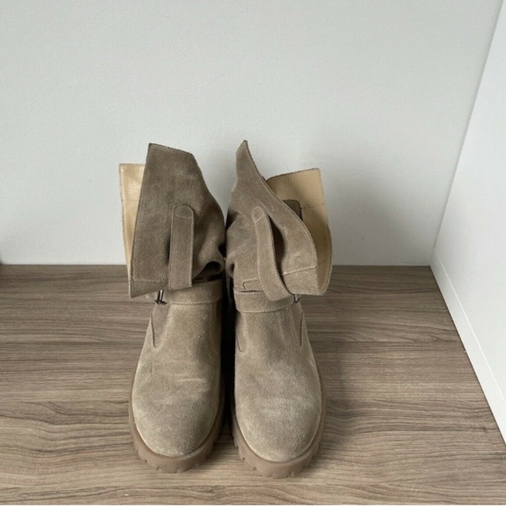 Twin-Set Beige Suede slouchy ankle boots